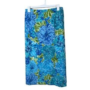 STUDIO C‎ Womens Skirt 14/16 Blue Green Floral Vintage Maxi Boho